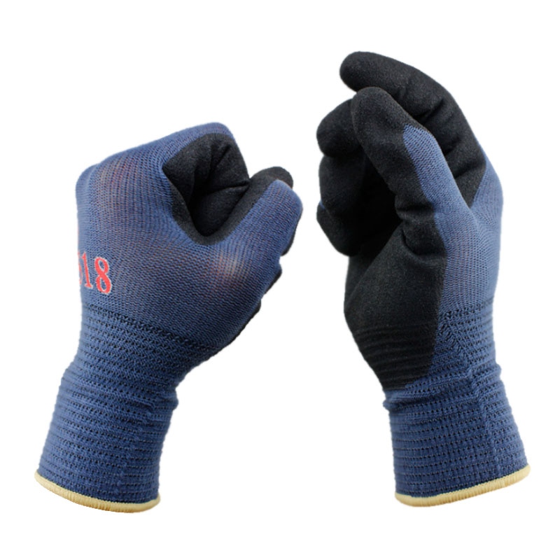 TOWA 518藍(lán)紗黑丁腈涂層勞保手套圖片1 TOWA 518藍(lán)紗黑丁腈涂層勞保手套圖片1