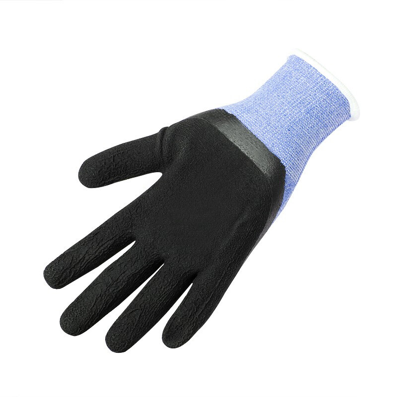 牛郎星彈力星藍(lán)黑發(fā)泡勞保手套圖片1