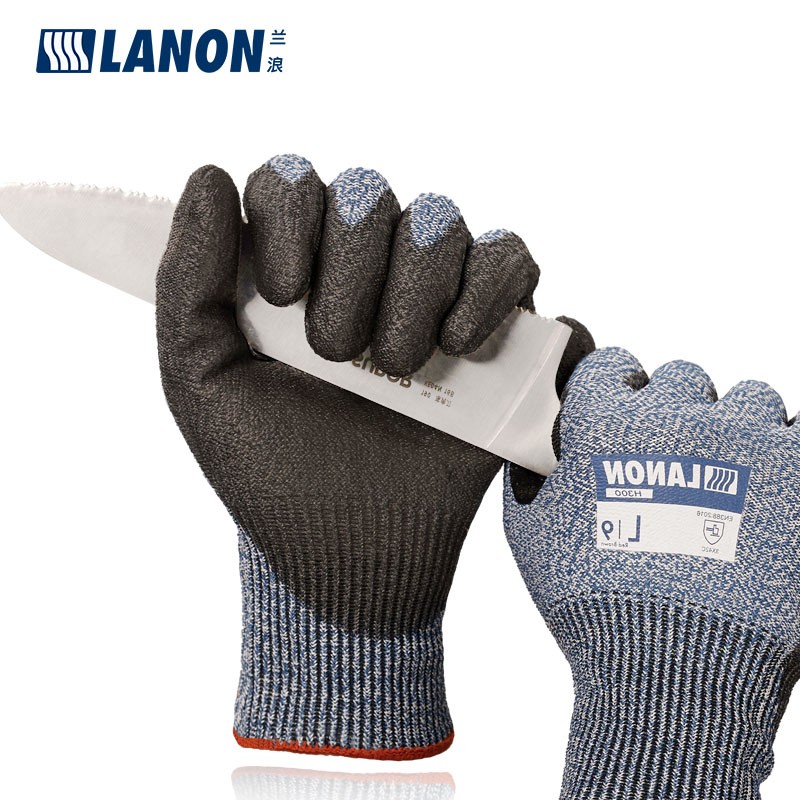 LANON蘭浪H300PU涂掌耐磨5級(jí)防割手套圖片1 LANON蘭浪H300PU涂掌耐磨5級(jí)防割手套圖片1