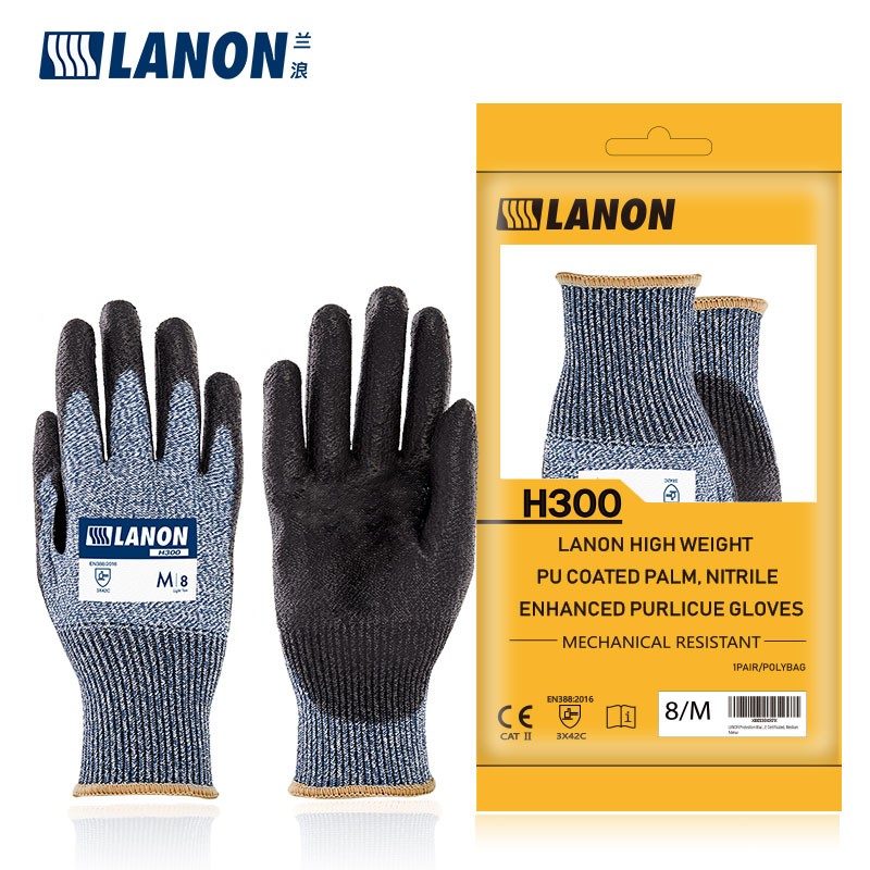 LANON蘭浪H300PU涂掌耐磨5級(jí)防割手套圖片4 LANON蘭浪H300PU涂掌耐磨5級(jí)防割手套圖片4