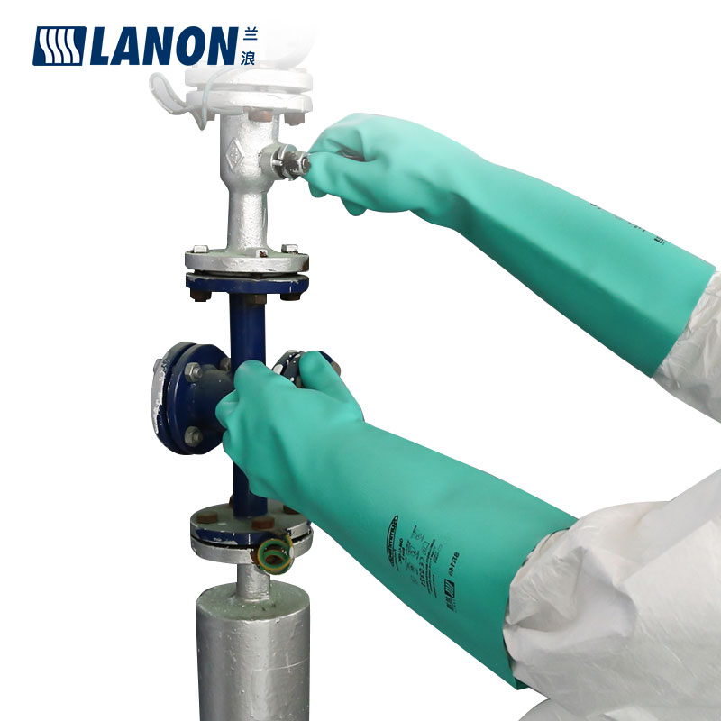 LANON蘭浪SR145加厚加長(zhǎng)丁腈防化手套圖片1