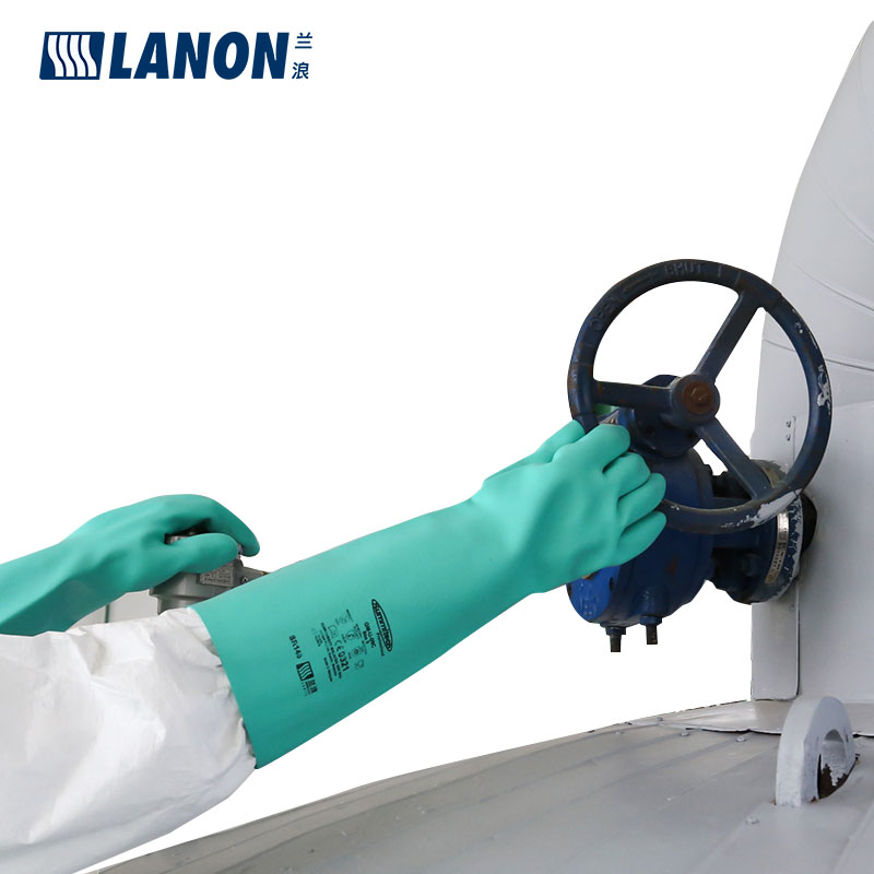 LANON蘭浪SR145加厚加長(zhǎng)丁腈防化手套圖片3