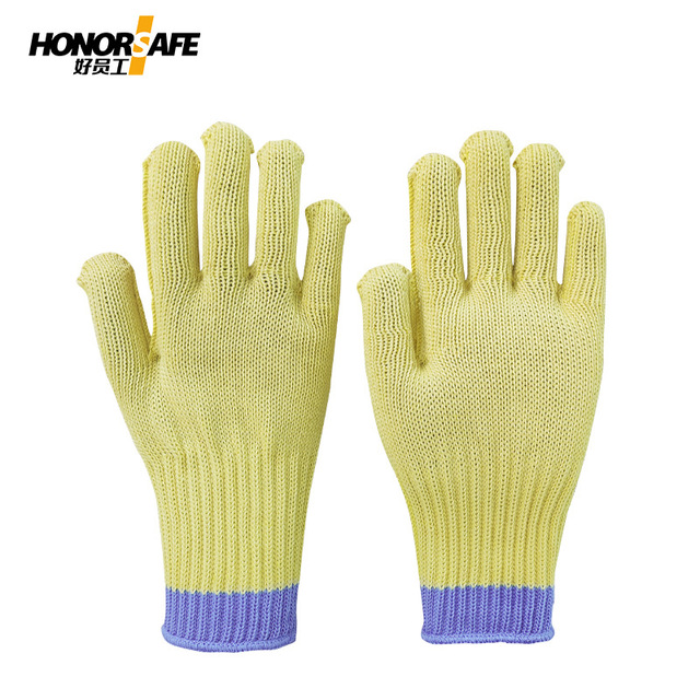 好員工F018黃藍(lán)長款五級防割手套圖片2