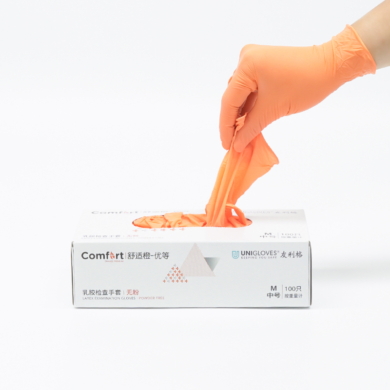 友利格舒適COMFORT U1100一次性無(wú)粉優(yōu)等橙色乳膠檢查手套圖片3 友利格舒適COMFORT U1100一次性無(wú)粉優(yōu)等橙色乳膠檢查手套圖片3