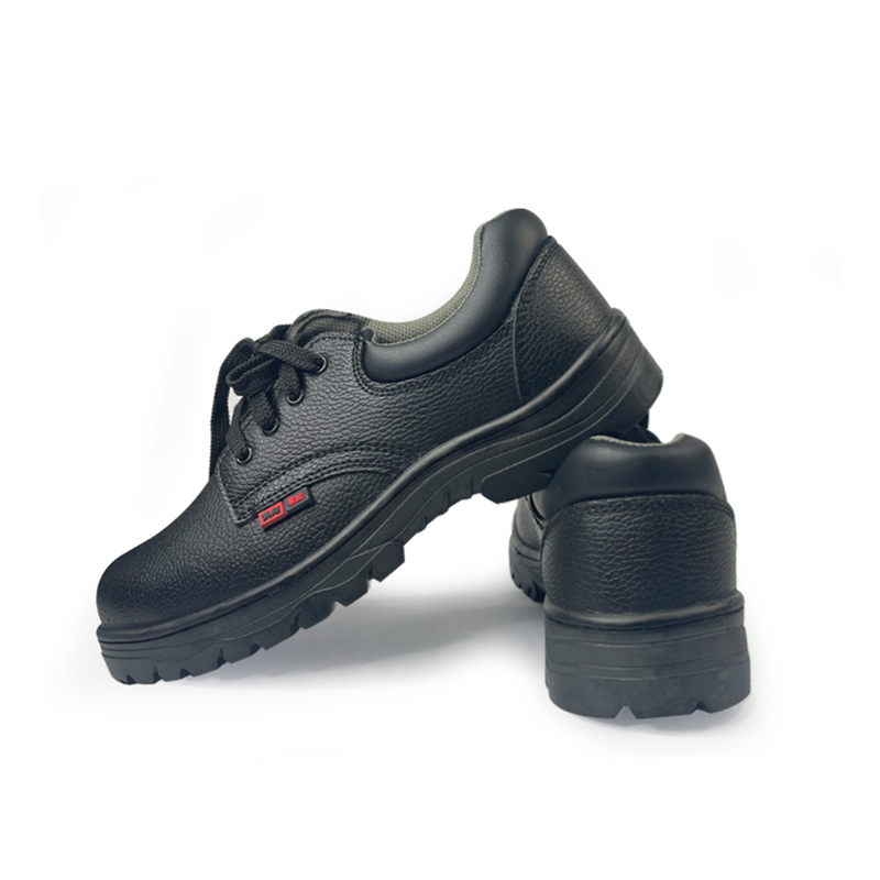 澳翔AX013黑色二層荔枝紋牛皮防砸橡膠大底安全鞋圖片1