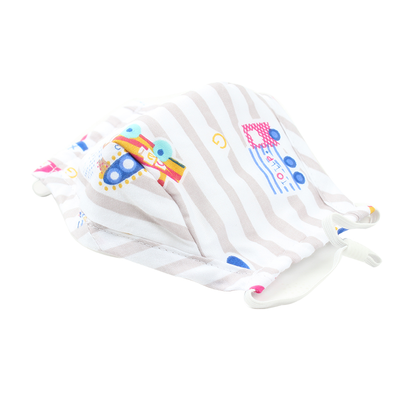 藍(lán)星褐色耳戴式兒童棉布口罩圖片1