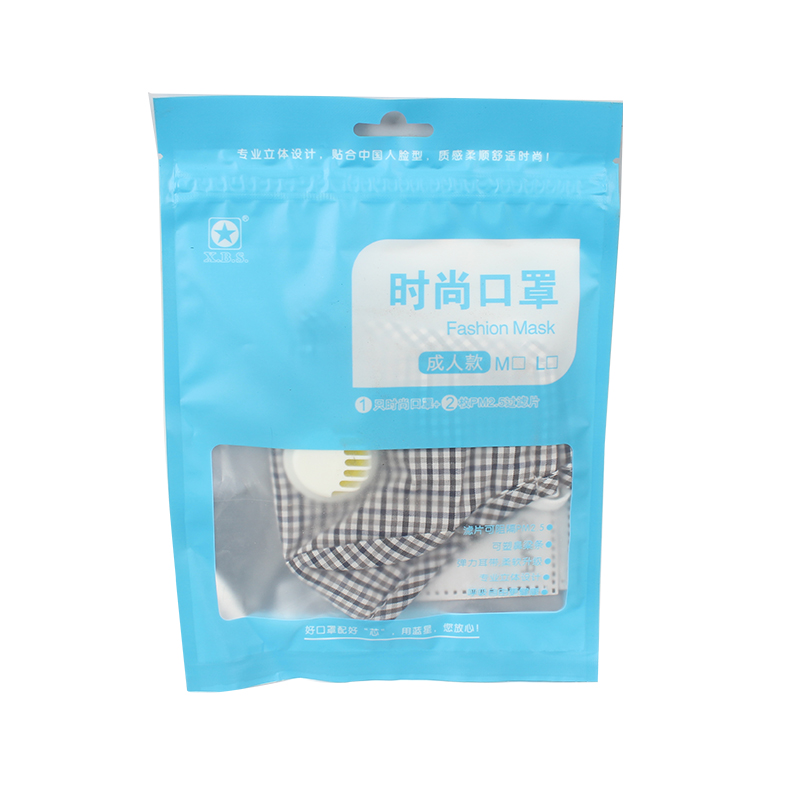 藍星灰格耳戴式帶閥成人棉布口罩圖片4 藍星灰格耳戴式帶閥成人棉布口罩圖片4