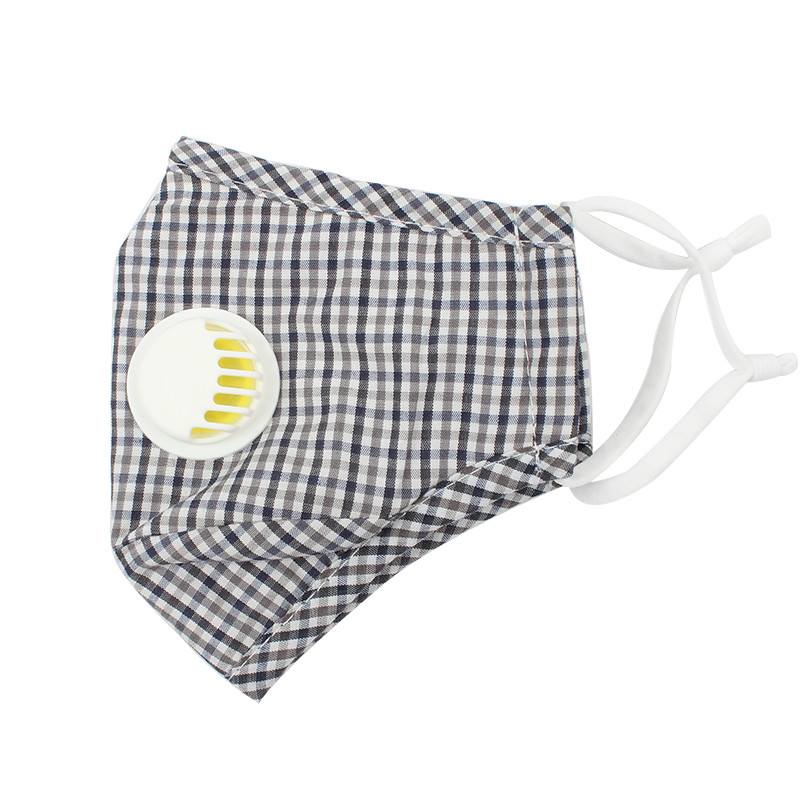 藍星灰格耳戴式帶閥成人棉布口罩圖片1 藍星灰格耳戴式帶閥成人棉布口罩圖片1