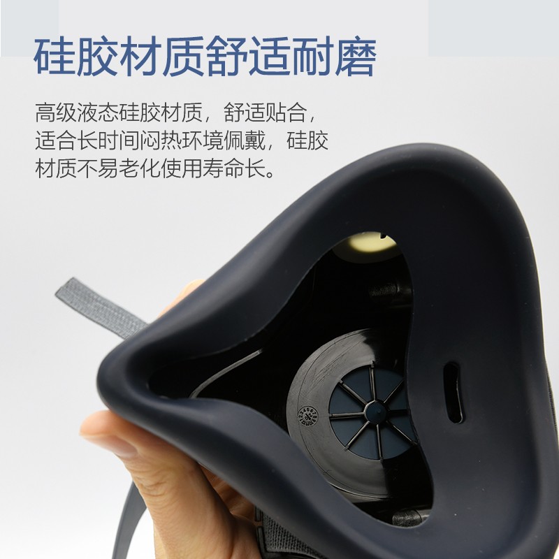 呼享8600雙濾盒硅膠半面罩防毒面具圖片1