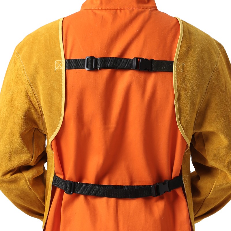 友盟AP-6200金黃色芯皮長袖圍裙式焊工服圖片4