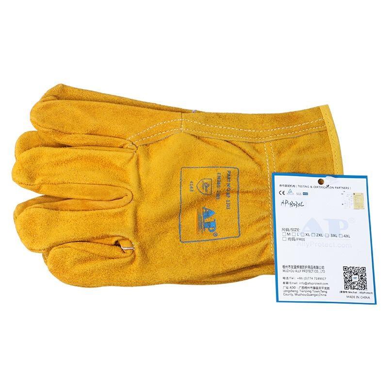 友盟AP-1303耐磨抗油牛二層皮勞保手套圖片3 友盟AP-1303耐磨抗油牛二層皮勞保手套圖片3