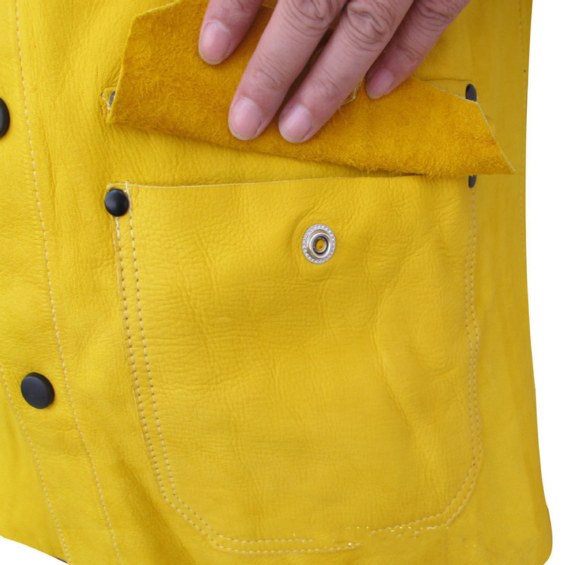 友盟AP-2830金黃牛青配金棕皮袖焊工服圖片2 友盟AP-2830金黃牛青配金棕皮袖焊工服圖片2