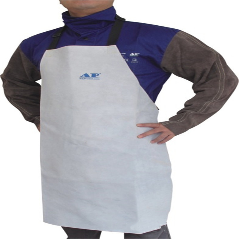 友盟AP-6104白色牛二層頸皮圍裙圖片1