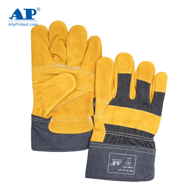 友盟AP-1506金黃色牛二層皮勞保手套圖片1 友盟AP-1506金黃色牛二層皮勞保手套圖片1