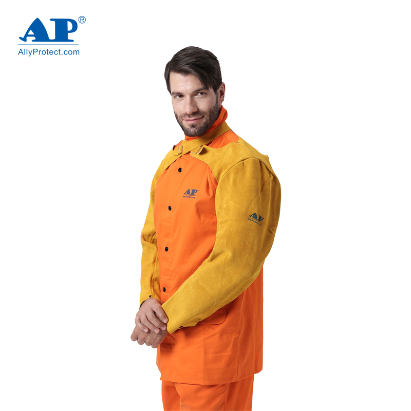 友盟AP-9107金黃色耐磨抗火牛二層芯皮套袖圖片1