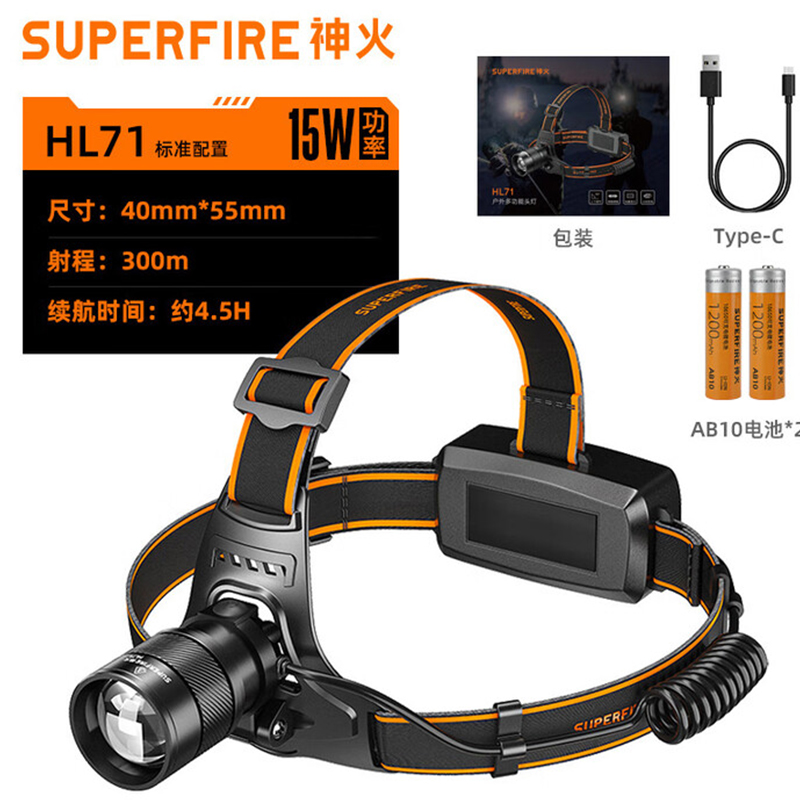 神火HL71強(qiáng)光遠(yuǎn)射感應(yīng)頭燈圖片1
