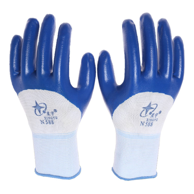 星宇N588十三針白尼龍丁腈勞保手套
