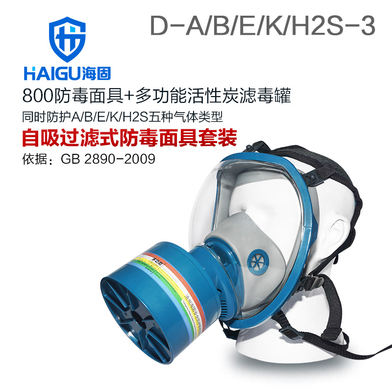 海固HG-800 D-A/B/E/K/H2S-3綜合防毒氣全面罩活性炭防毒面具