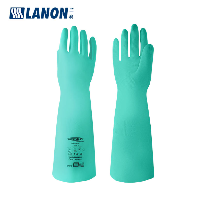 LANON蘭浪SR145加厚加長(zhǎng)丁腈防化手套