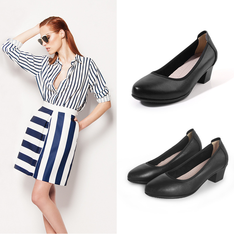 盾王DW3670鞋粗跟通軟底皮鞋