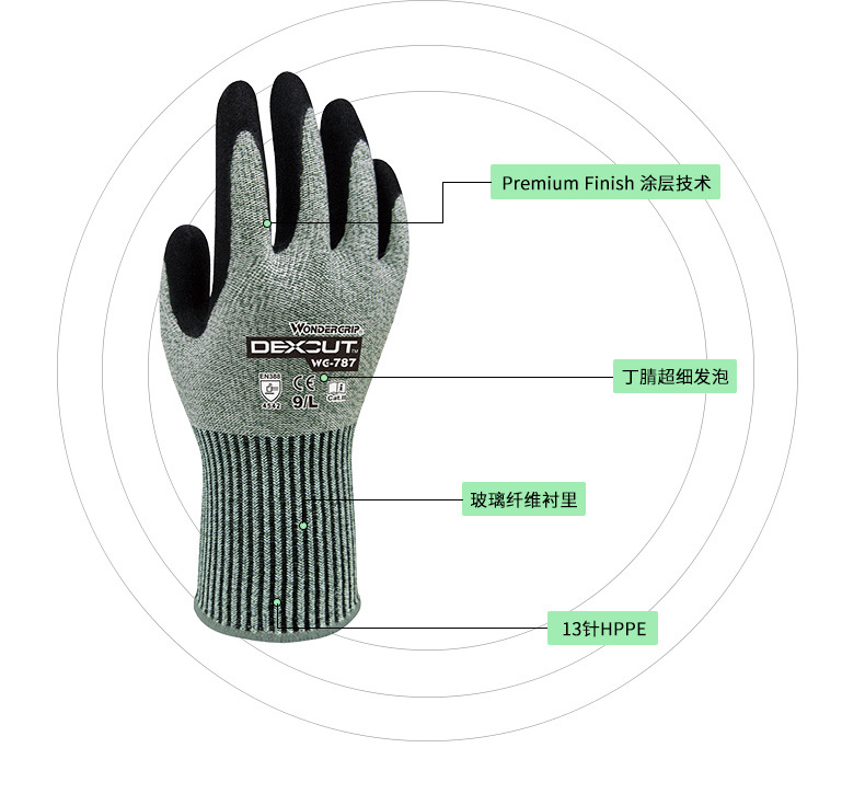 多給力WG-787plus耐磨防刺五級(jí)防割手套