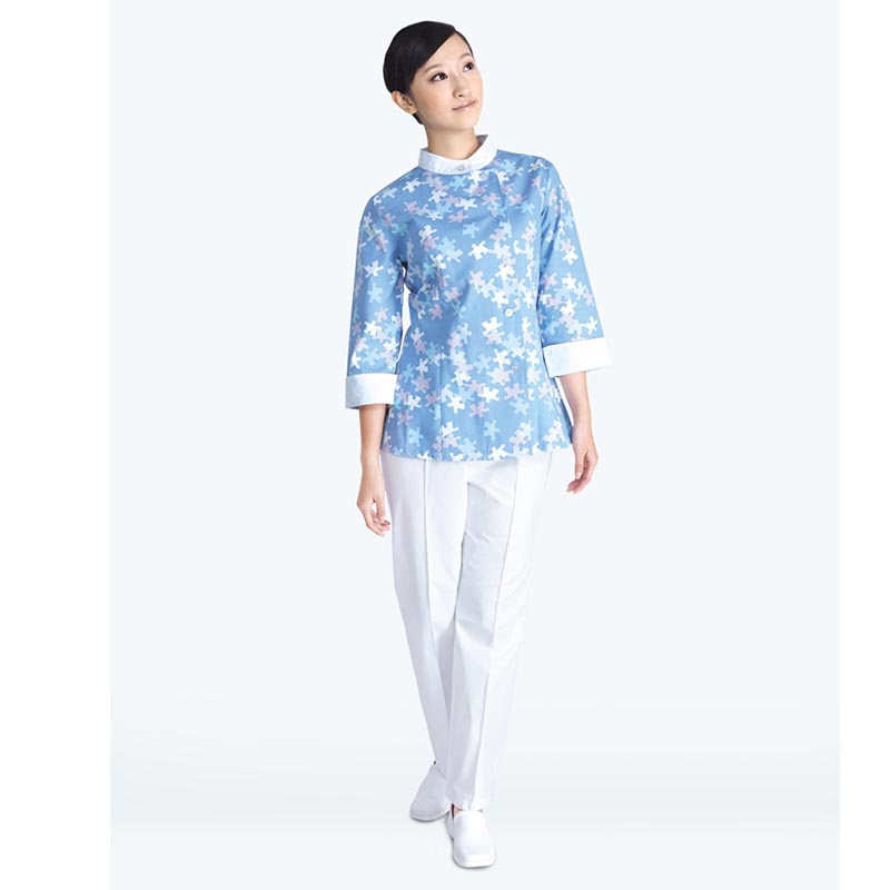 南丁格爾A08FNT04夏裝女藍(lán)拼圖上衣護(hù)士服