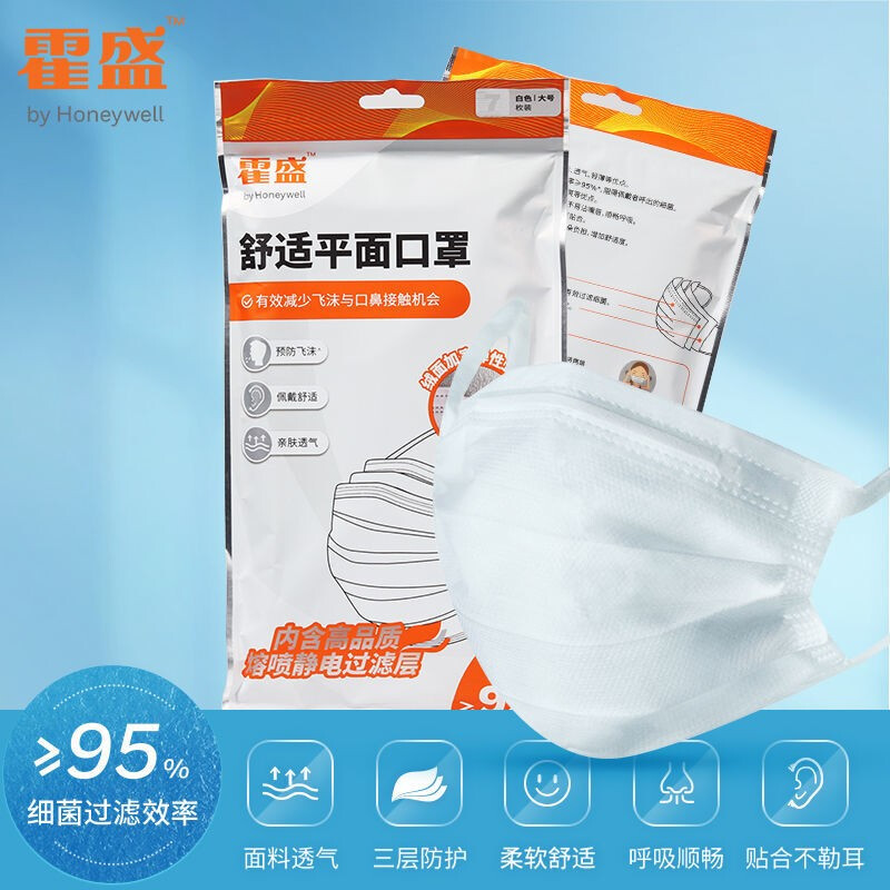 霍盛HMS-DM-03舒適平面口罩白色款大號(hào)