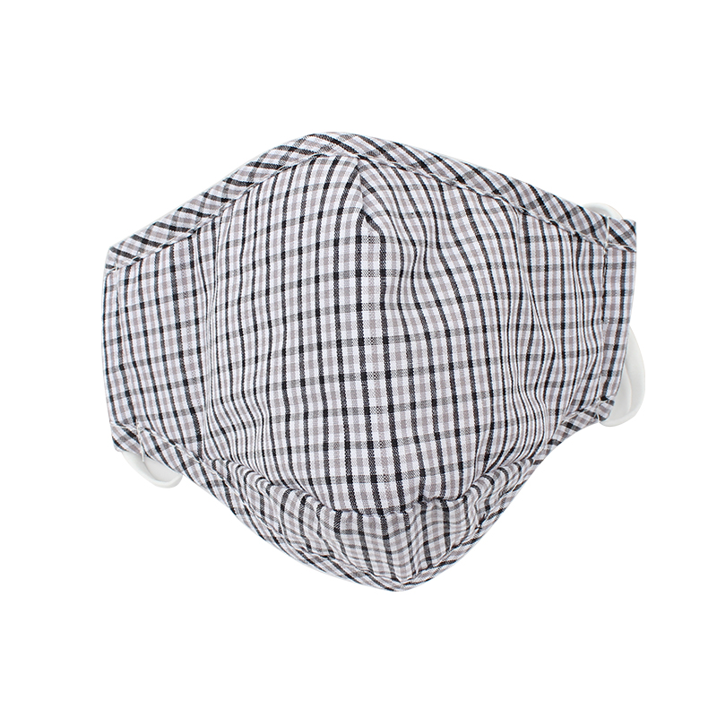 藍(lán)星灰格耳戴式成人棉布口罩