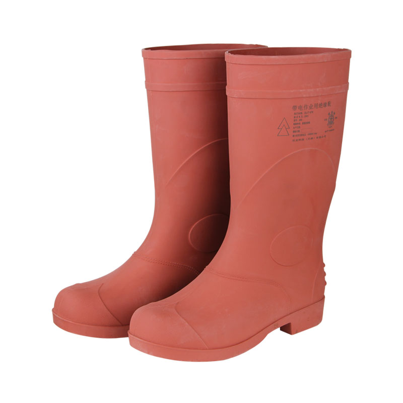 安全牌棕色高筒帶電作業(yè)用電工安全絕緣靴