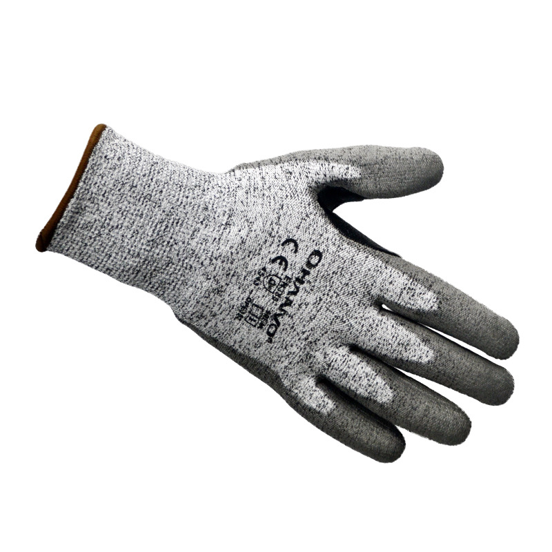 恒輝QPE352虎口加強PU涂層5級防割手套