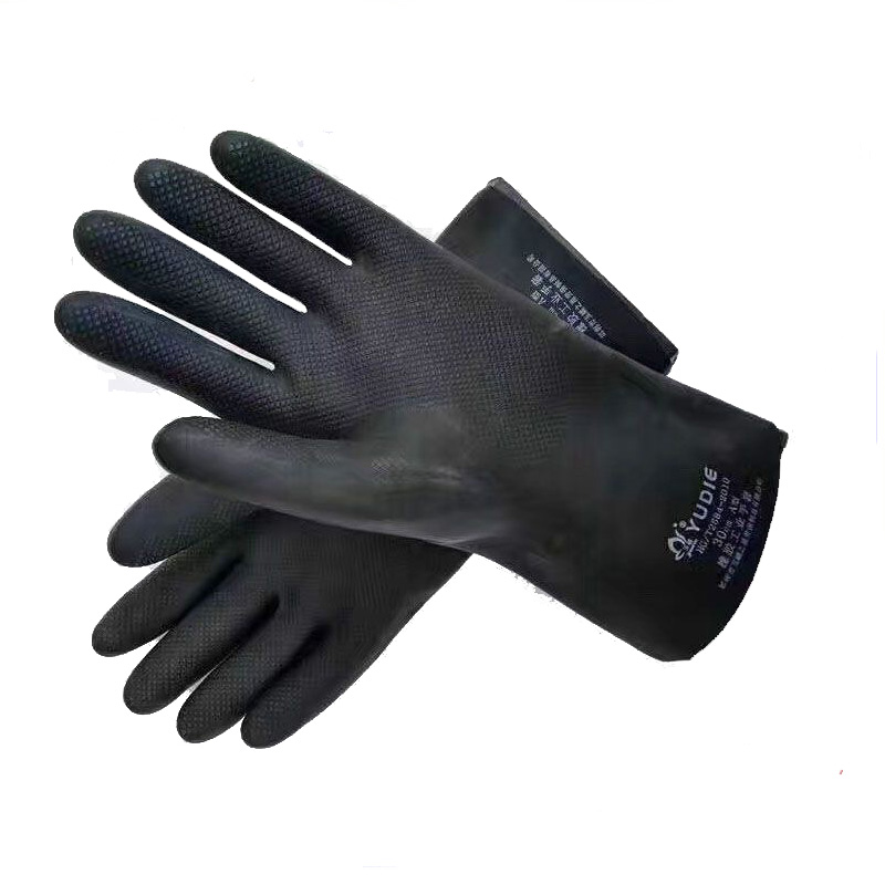 玉蝶黑色中厚工業(yè)耐酸堿手套