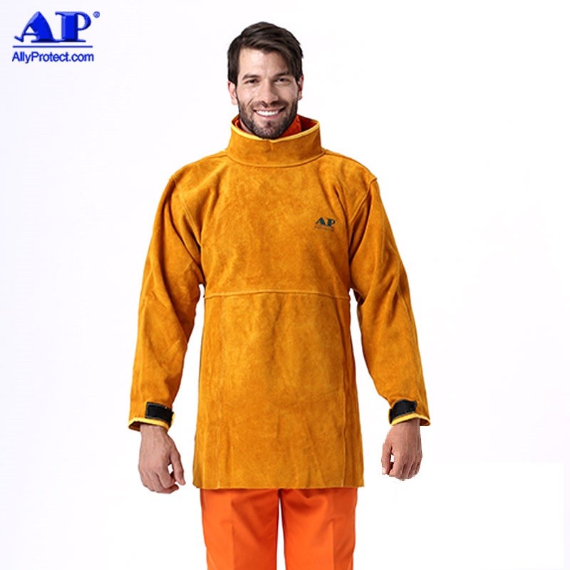 友盟AP-8000金黃色皮護(hù)胸帶領(lǐng)長(zhǎng)袖圍裙