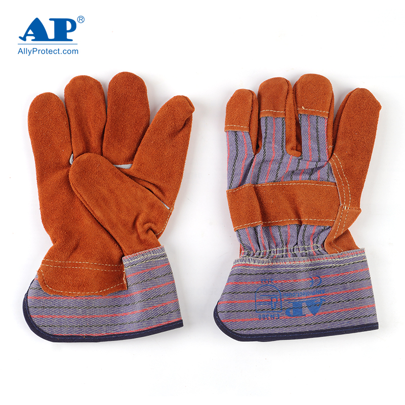 友盟AP-2206咖啡色牛二層皮勞保手套