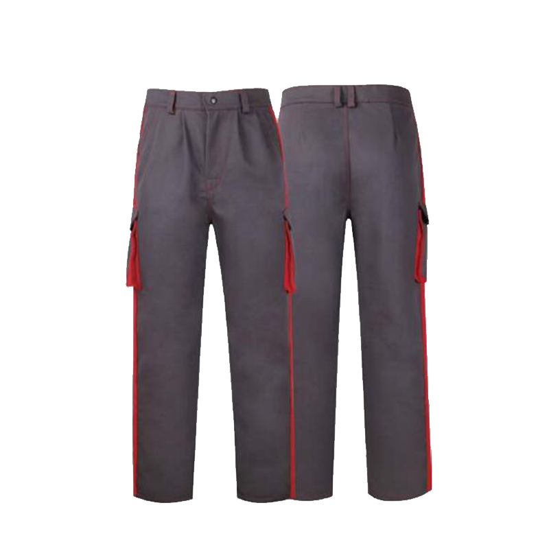 友盟AP-9702灰紅配色阻燃工作服褲子
