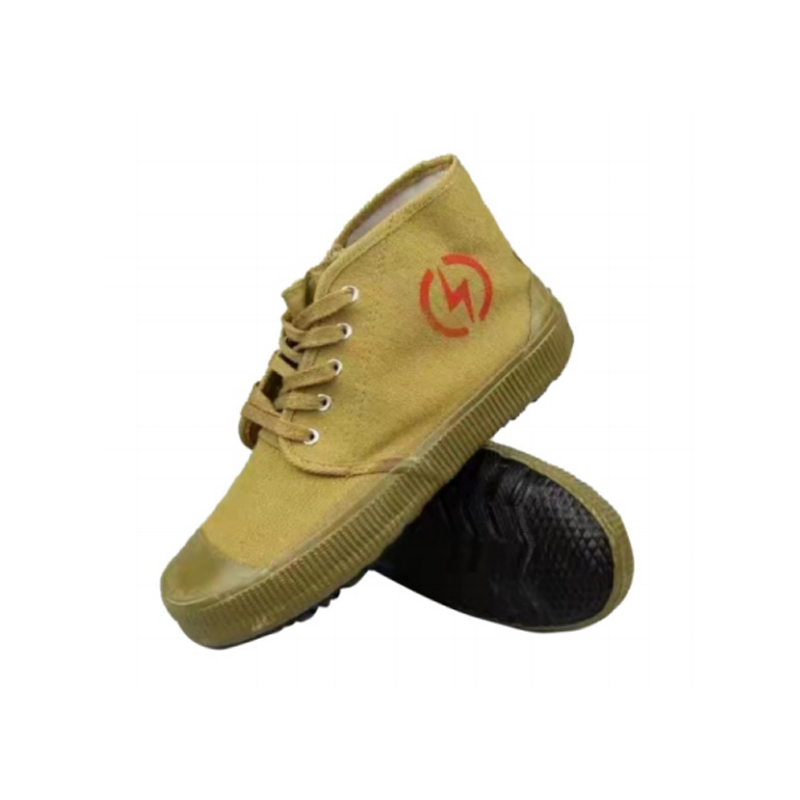 眾鑫泰布面膠底絕緣安全鞋5KV黃色高幫款