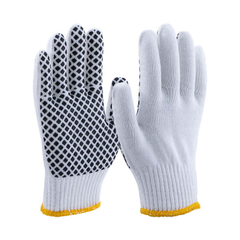 護(hù)享Hu-C103D滌棉紗線PVC點(diǎn)塑勞保手套