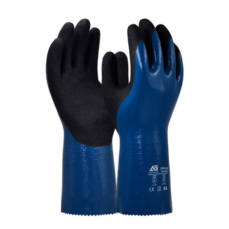 護(hù)享AG-0528L丁腈長筒浸塑防化手套