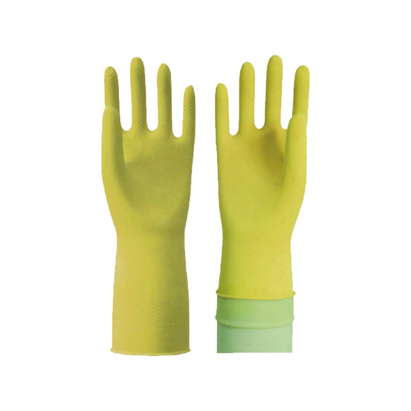 雪蓮10141家用天然乳膠絨里卷邊袖口魚(yú)鱗紋手套