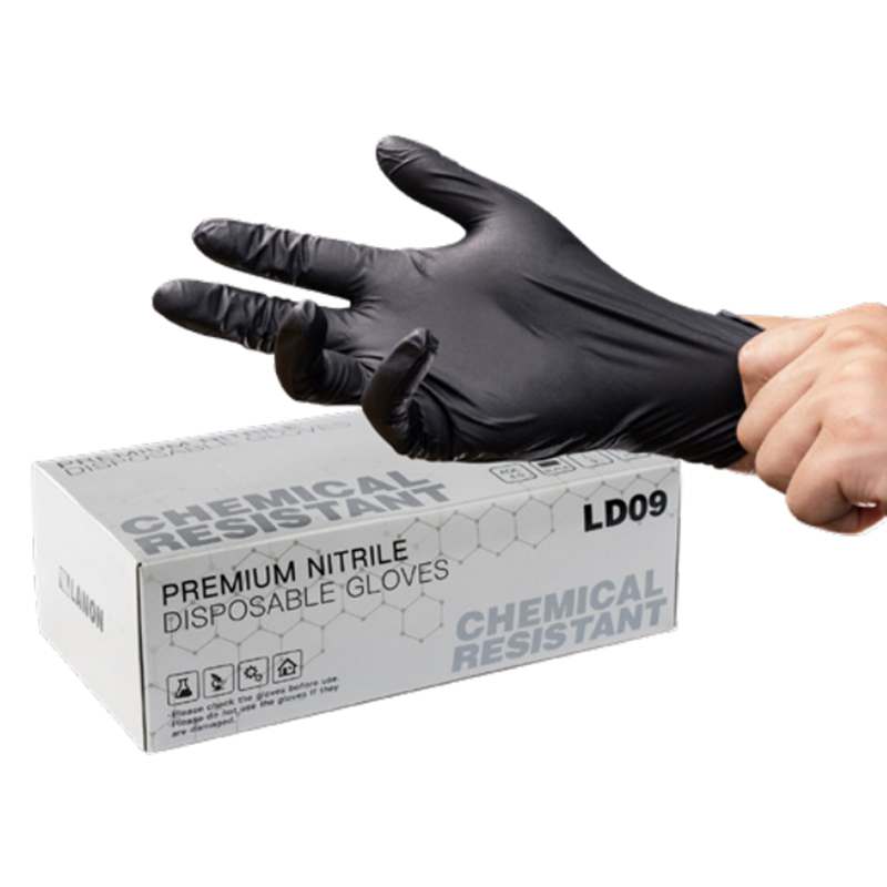 LANON蘭浪LD09一次性黑色無(wú)粉丁腈手套