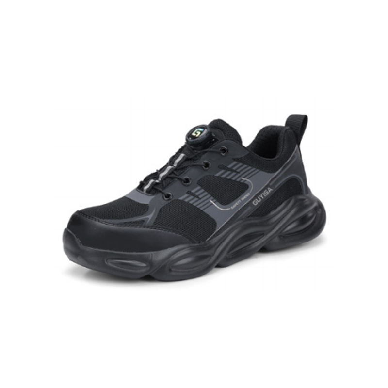 GUYISA古伊薩F019運(yùn)動(dòng)系列防砸防刺穿智能旋鈕款黑色安全鞋