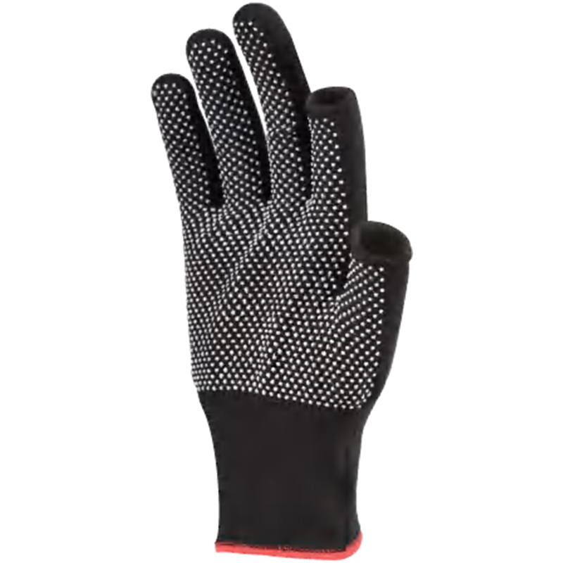好員工D1305黑色半指滌綸點(diǎn)塑手套