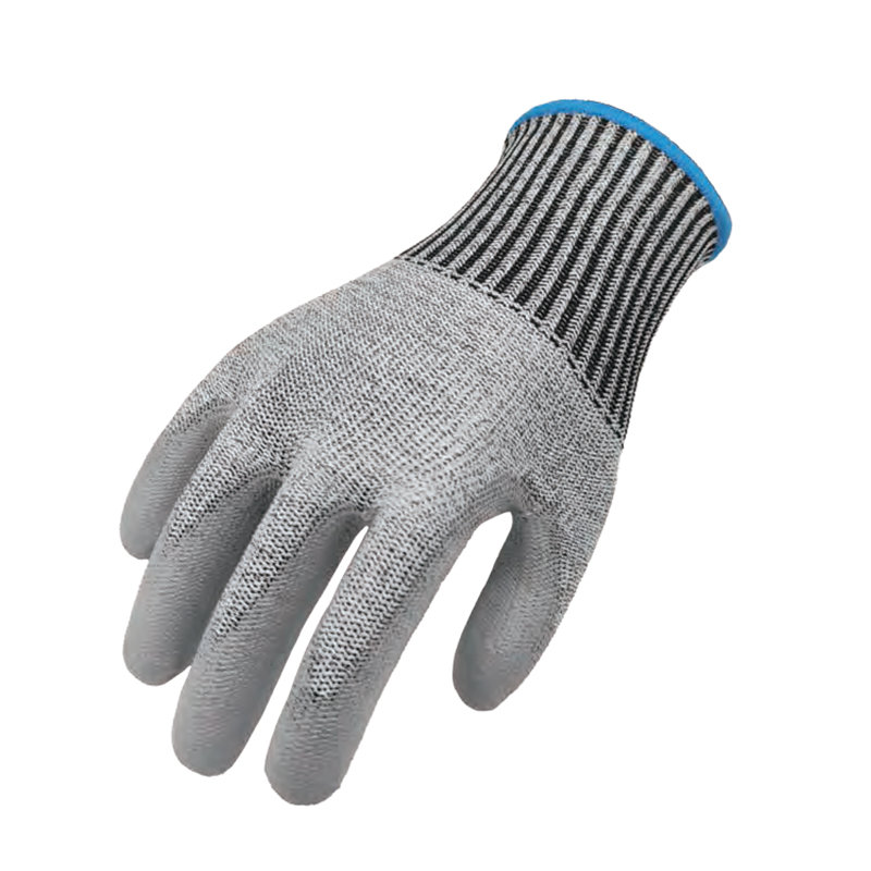 思衛(wèi)爾7120升級款麻灰色10針F級PU浸掌HPPE玻璃纖維防割手套