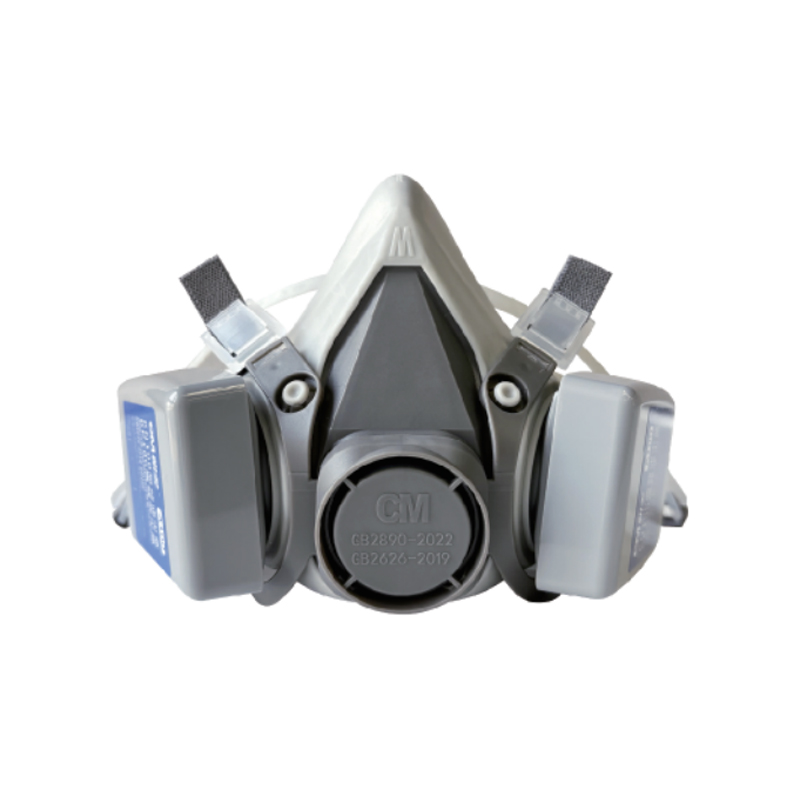 朝美6200A+A100頭戴式雙濾盒半面罩防毒面具