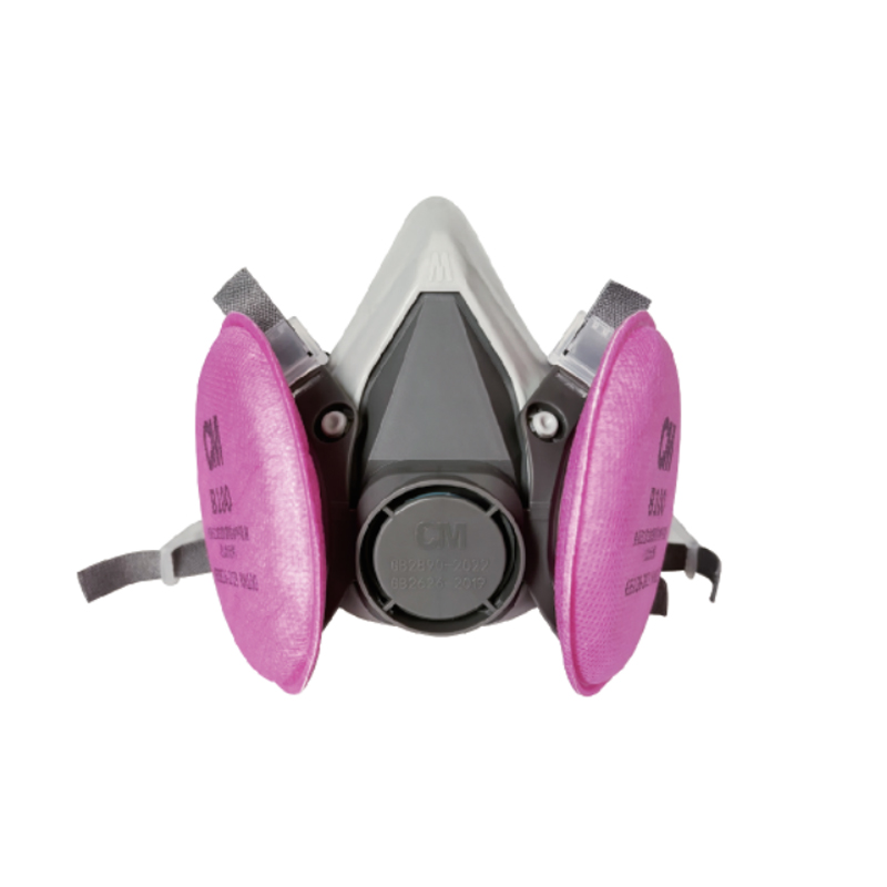 朝美6200A+B100頭戴式雙濾棉半面罩防毒面具