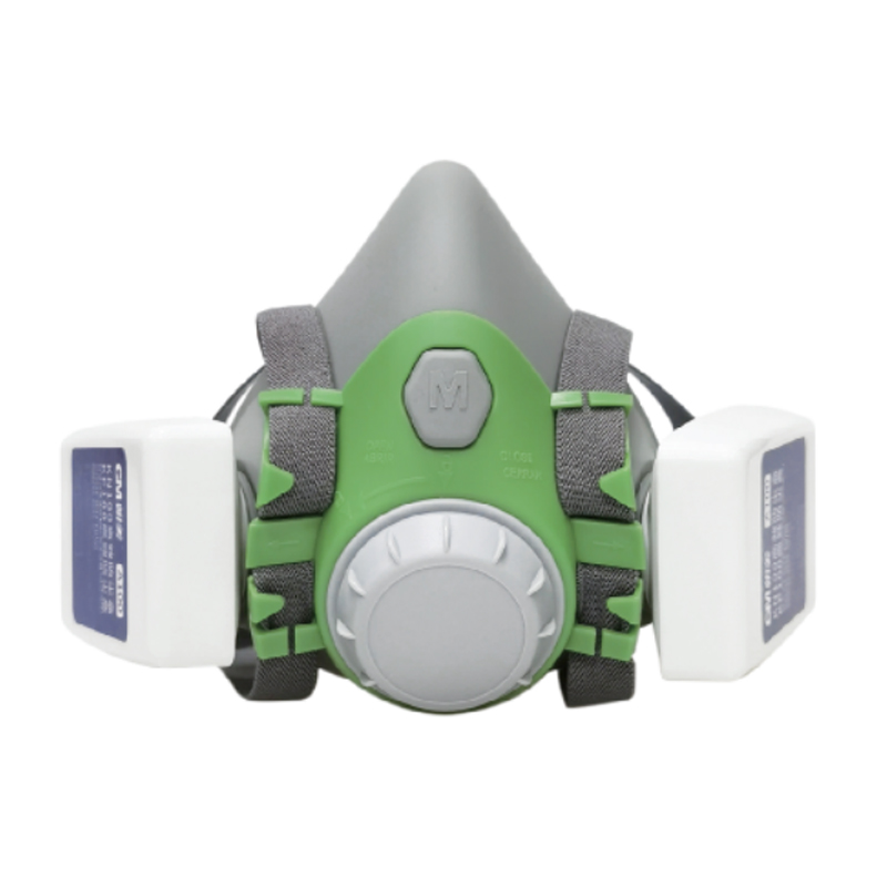 朝美7506A+A100頭戴式硅膠雙濾盒半面罩防毒面具