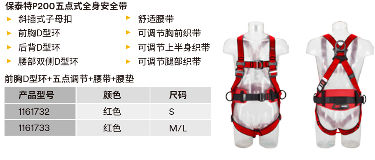 3M1161730保泰特P200五點(diǎn)式全身式安全帶圖片10