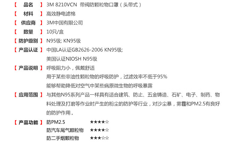 3M8210VCN防顆粒物防塵口罩圖片6
