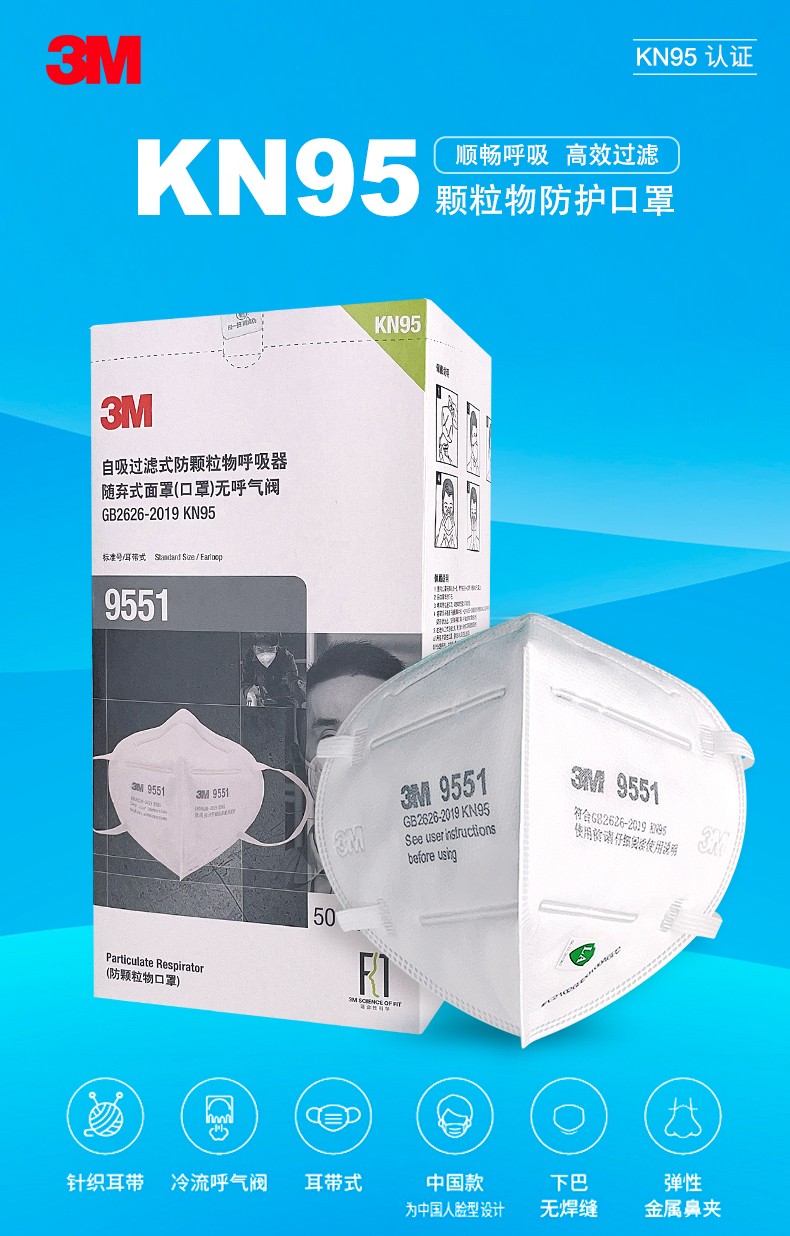 3M9551折疊式防顆粒物防塵口罩圖片1