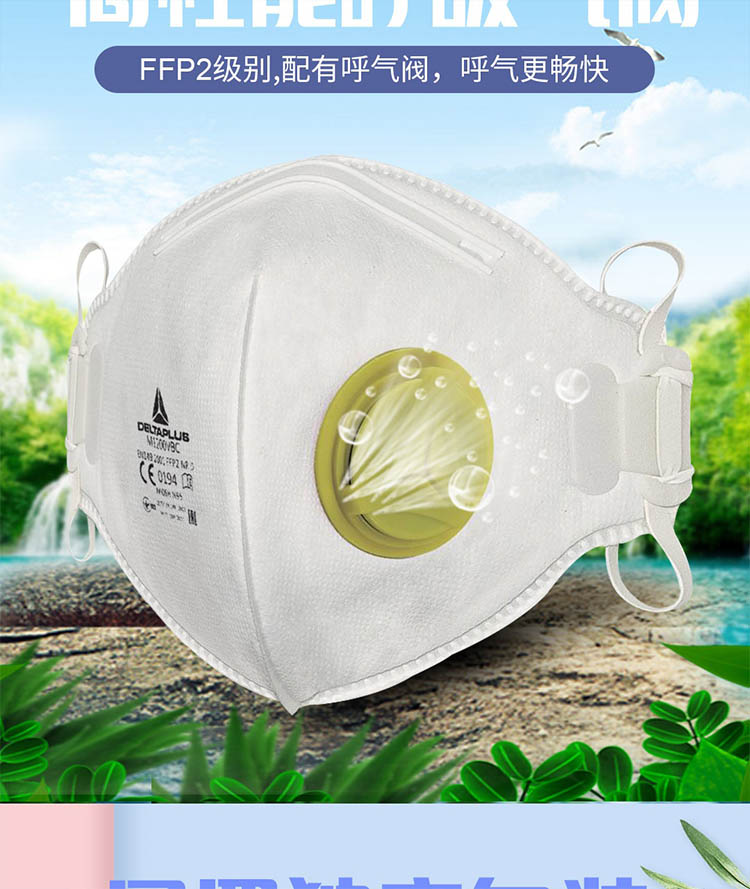 代爾塔104022FFP2級(jí)無紡布帶閥防塵口罩圖片3