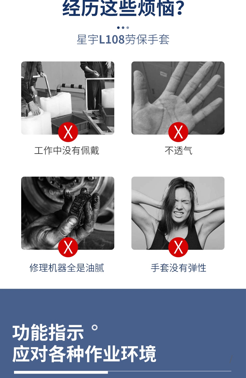 星宇L108 300號(hào)皺紋勞保手套圖片2